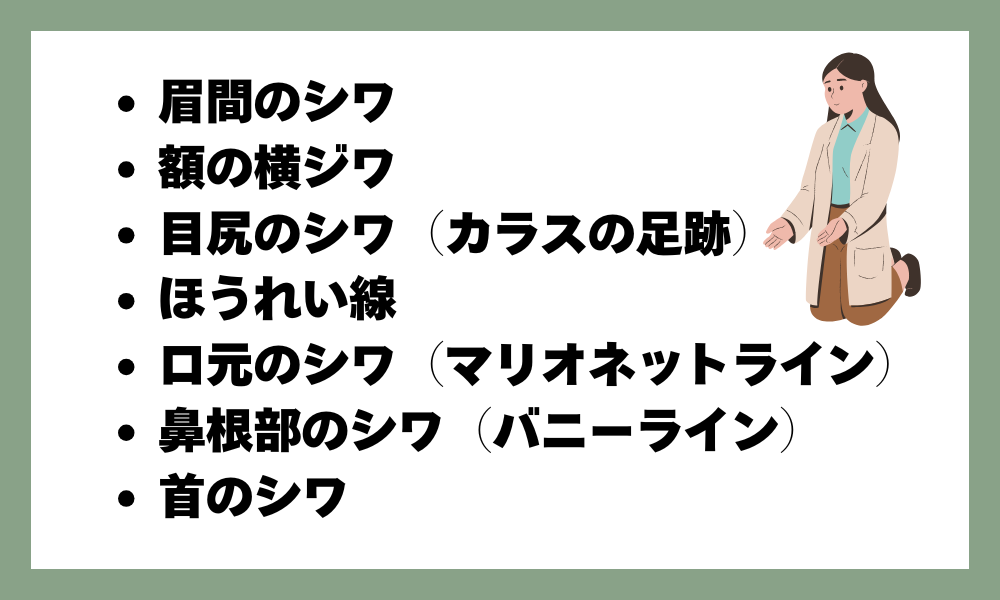 代表的な表情ジワ