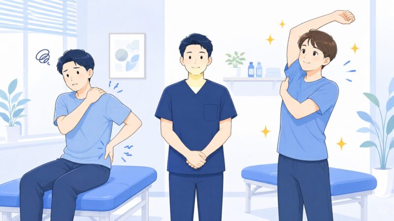 青山筋膜整体 理学ボディは治らない人もいるが合う人には変化を感じられる整体であることを、痛みが残る人と改善を実感する人の対比で表したまとめ画像