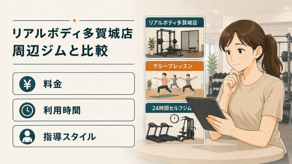 リアルボディ多賀城店と周辺ジムを料金・利用時間・指導スタイルで比較|グループレッスン・24時間セルフジムとの違い