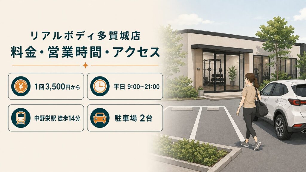 リアルボディ多賀城店の料金・営業時間・アクセス情報|1回3,500円から、平日9時〜21時、中野栄駅徒歩14分、駐車場2台